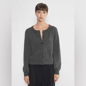 Aritzia Charcoal Gray Button-Up Crewneck Cardigan